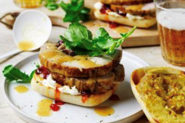 Leftover turkey roulade sandwiches