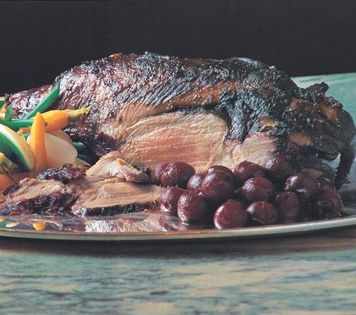 Leg of boar with soured cherries