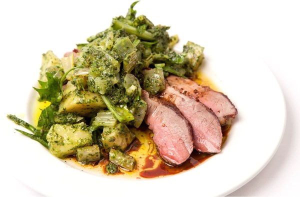 Leg of lamb with braised celeriac, fennel & bitter leaves [Jeremy Lee]