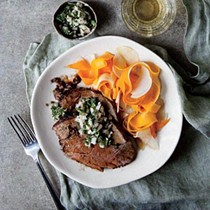 Leg of lamb with shaved fall vegetables