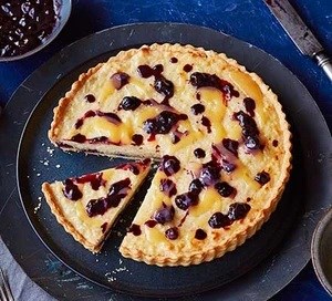 Lemon & blueberry rice pudding tart