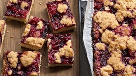 Lemon & raspberry curd krummeltorte slice [Sophie Gray]