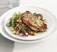 Lemon & rosemary pork with chickpea salad