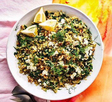 Lemon & spinach rice with feta