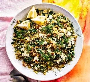 Lemon & spinach rice with feta