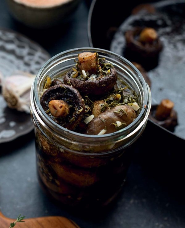 Lemon & thyme pickled mushrooms