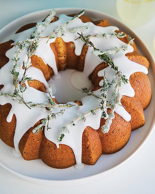 Lemon & thyme poppy seed bundt cake