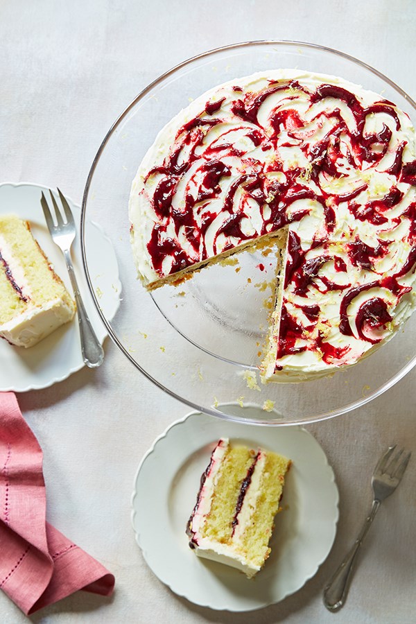 Lemon and blackberry layer cake