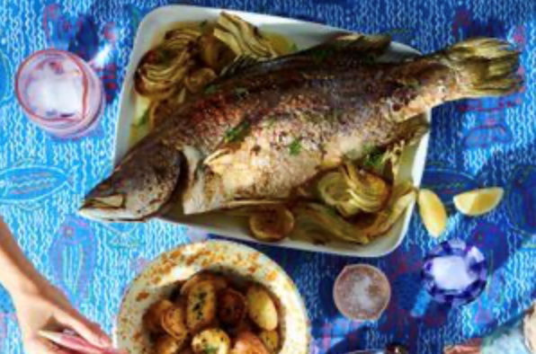 Lemon and fennel barramundi with caper-roasted potatoes [Alex McCabe]