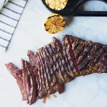 Lemon-and-garlic-marinated flat iron steak [Jeremy Stanton]