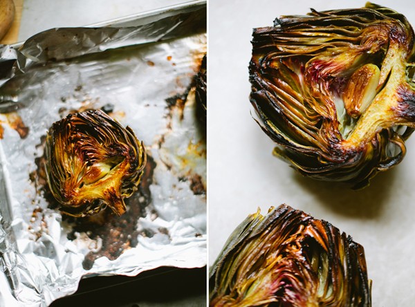 Lemon and garlic roasted artichokes