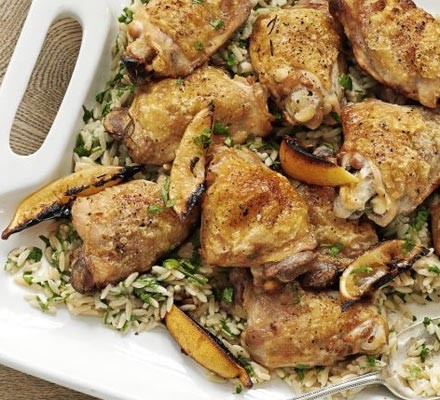 Lemon and herb chicken with orzo
