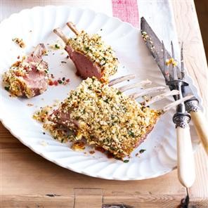Lemon and herb crusted racks of lamb
