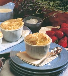 Lemon and lavender rice soufflés