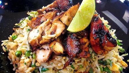 Lemon and lime chicken with coriander-fried rice
