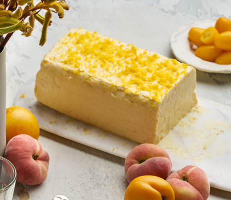 Lemon and mascarpone parfait, frozen Sunrise limes