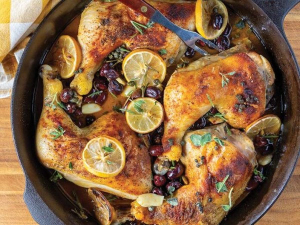 Lemon and olive roasted chicken