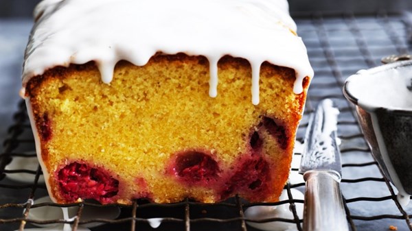 Lemon and raspberry loaf cake [Helen Goh]