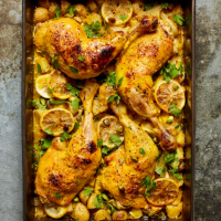 Lemon and saffron chicken traybake