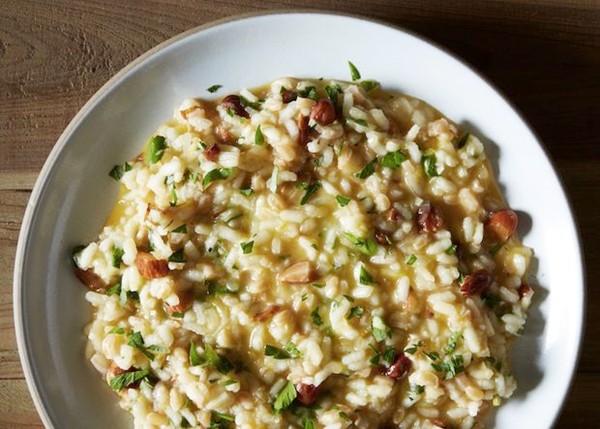 Lemon and toasted almond risotto
