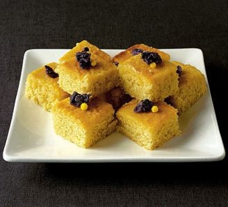 Lemon and violet drizzle cake