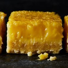 Lemon bars with a salty olive oil crust