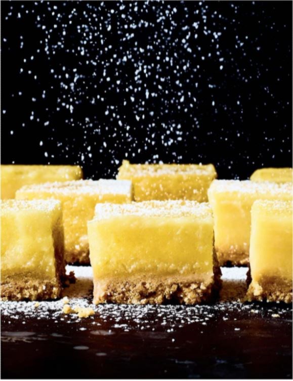 Lemon bars with olive oil shortbread