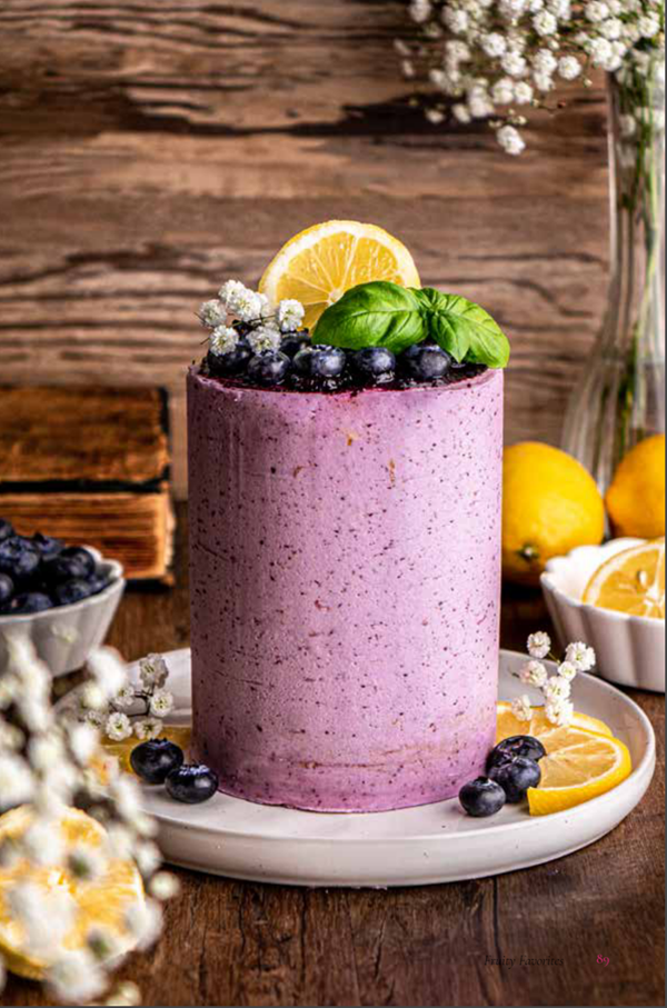 Lemon basil blueberry jam mini cake