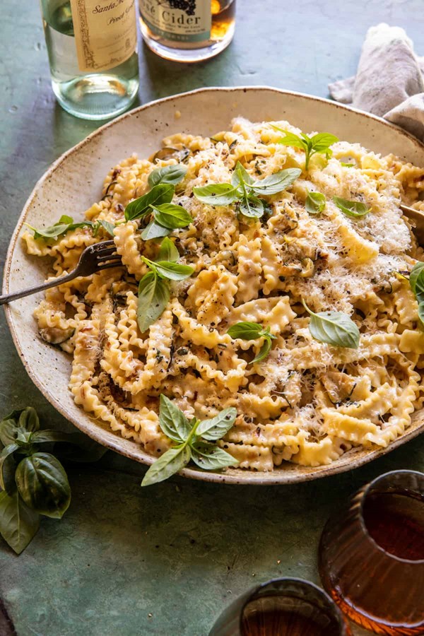 Lemon basil zucchini pasta Alfredo