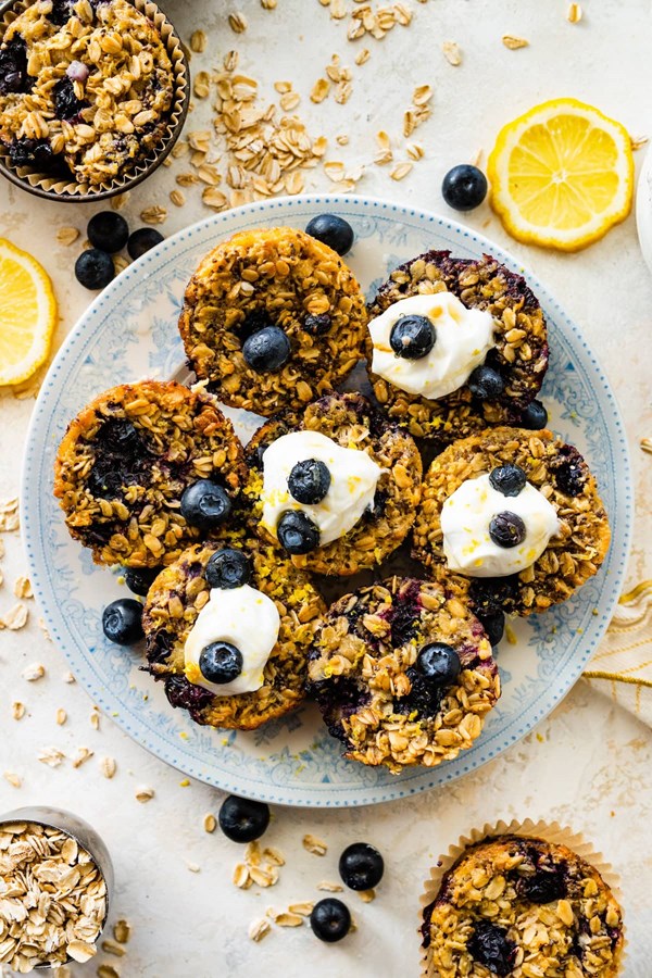 Lemon blueberry baked oatmeal cups