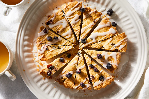 Lemon-blueberry cornmeal shortbread