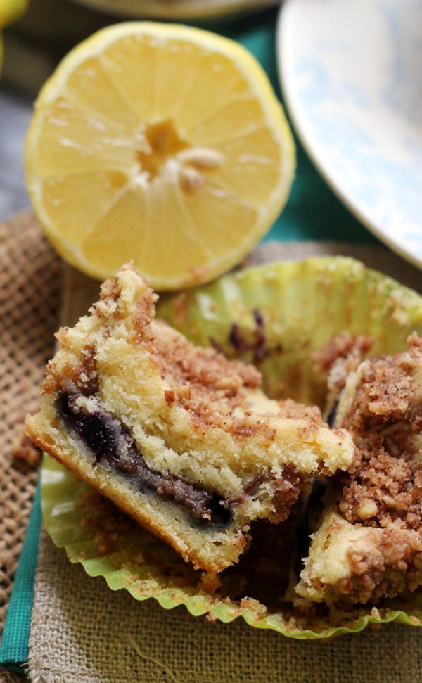 Lemon blueberry sour cream coffee cake muffins