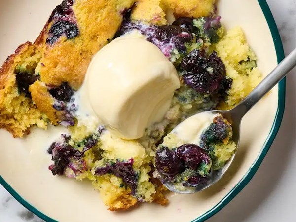 Lemon blueberry spoon cake