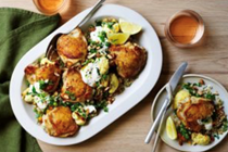 Lemon-brined chicken with pearl barley salad
