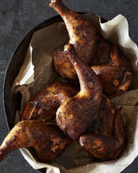Lemon-brined smoked chickens