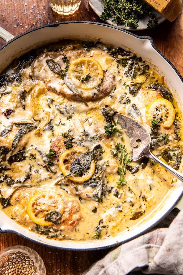 Lemon butter spinach and artichoke chicken