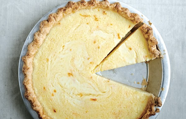 Lemon buttermilk pie with saffron