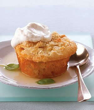 Lemon cakes with basil lemon syrup