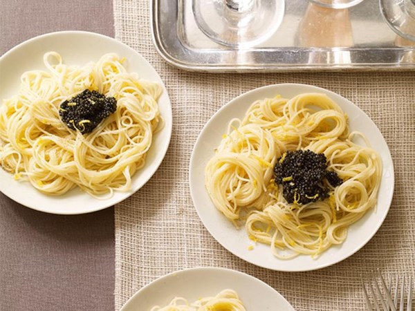 Lemon capellini with caviar