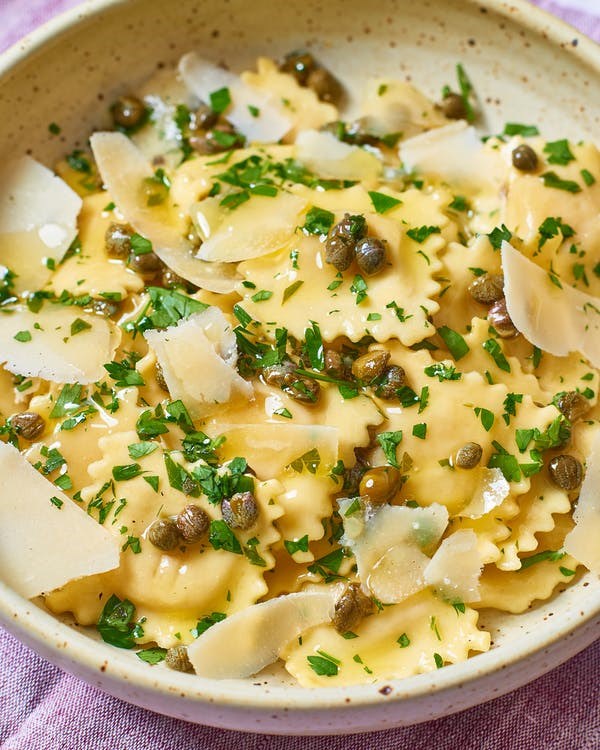 Lemon caper brown butter ravioli