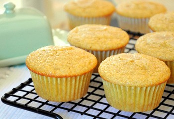 Lemon cardamom cornmeal muffins with candied ginger