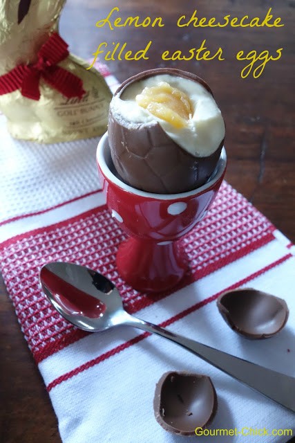 Lemon cheese cake filled Easter eggs