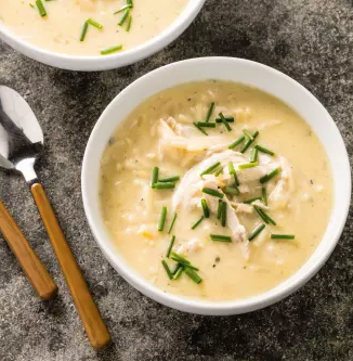 Lemon chicken and orzo soup