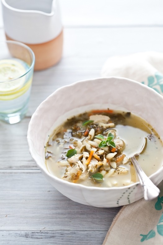 Lemon, chicken and orzo soup