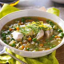 Lemon chicken and rice soup