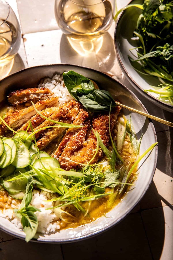 Lemon chicken katsu bowls