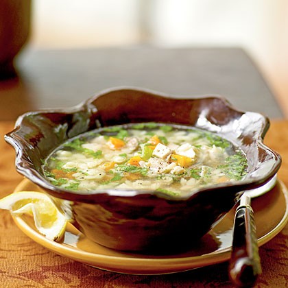 Lemon chicken orzo soup
