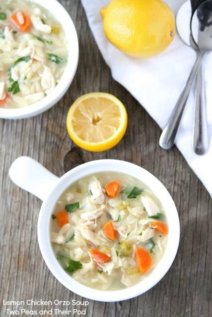 Lemon chicken orzo soup