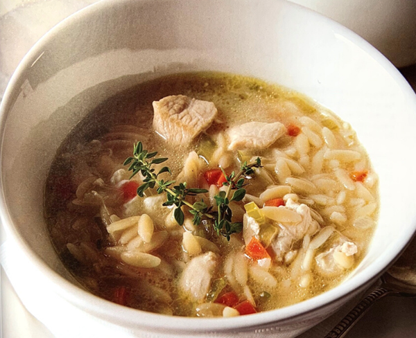 Lemon chicken soup with orzo