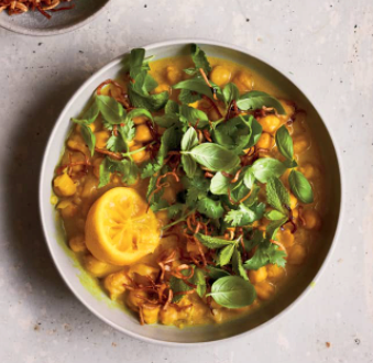 Lemon, chickpea and green herb stew